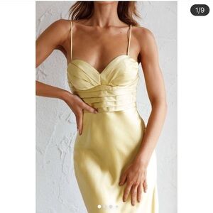Elegant Yellow Gold Satin Dress